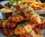 Crispy Chicken Tenders With Honey Mustard Sauce And Fries