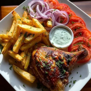 Delicious crispy chicken served with golden fries on a plate