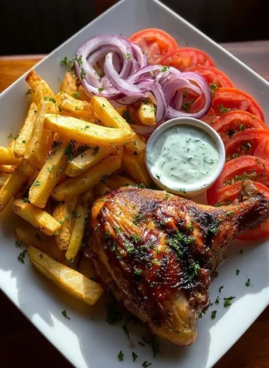 Delicious crispy chicken served with golden fries on a plate