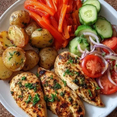 Crispy Garlic Herb Chicken Breast garnished with herbs and spices