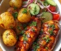 Crispy Honey Garlic Chicken With Baby Potatoes And Salad