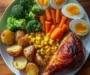Crispy Roasted Chicken Leg and Veggie Power Plate