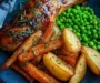 Herb Roasted Chicken Leg Quarter with Baby Potatoes, Honey Carrots & Peas