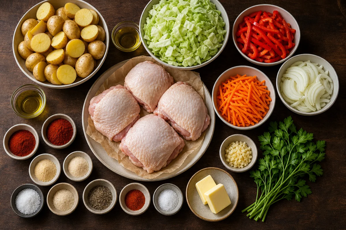 Smoky Paprika Chicken Skillet With Potatoes And Cabbage