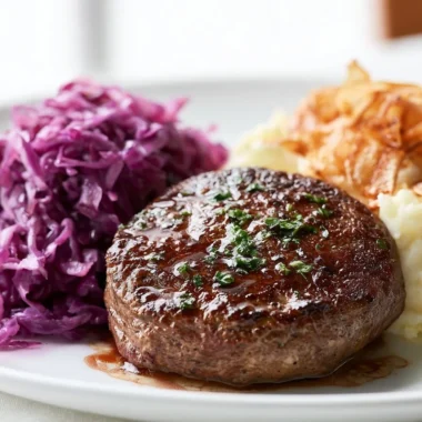 Braised German red cabbage served in a rustic dish