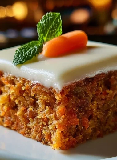 Delicious homemade Swiss Carrot Cake topped with cream cheese frosting