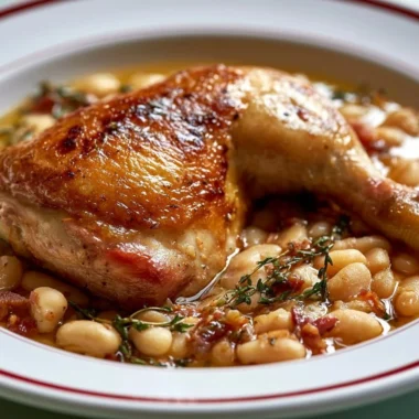 Bowl of Cozy Traditional French Cassoulet with beans and meats
