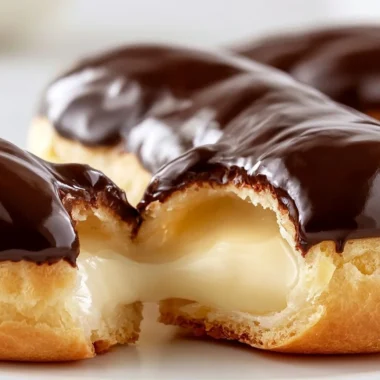 Delicious creamy chocolate profiteroles topped with rich chocolate sauce