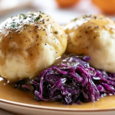 Creamy German potato dumplings served with sauce