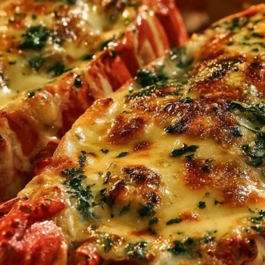 Deliciously creamy Lobster Thermidor Bake served in a baking dish