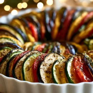 Creamy ratatouille with eggplant and zucchini served in a bowl