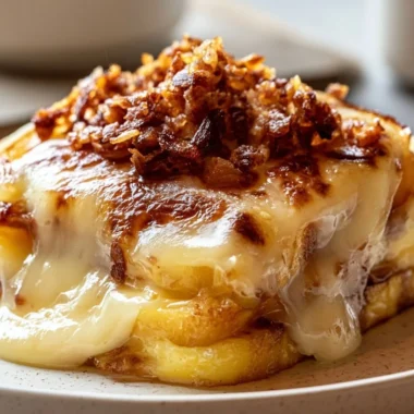 Delicious creamy tartiflette with potatoes, bacon, and melted cheese
