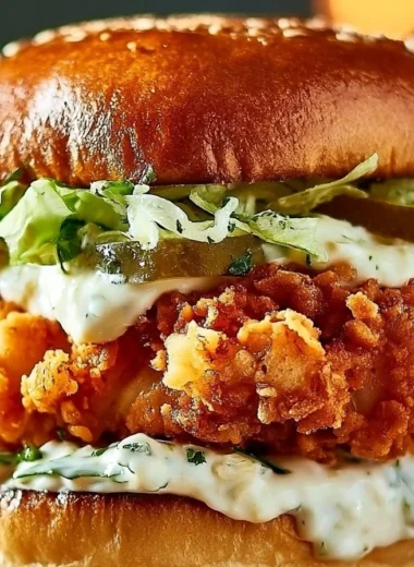 Crispy Chicken Caesar Sandwich with Turkey Bacon served on a plate