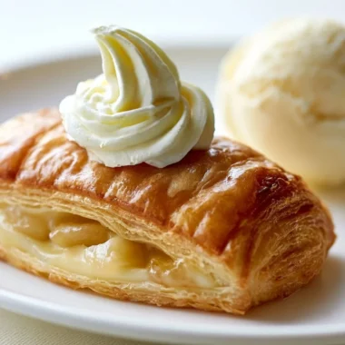 Crispy German apple strudel filled with sweet apple filling and dusted with powdered sugar.
