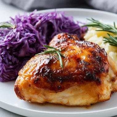 Crispy Oktoberfest chicken served with red cabbage side dish