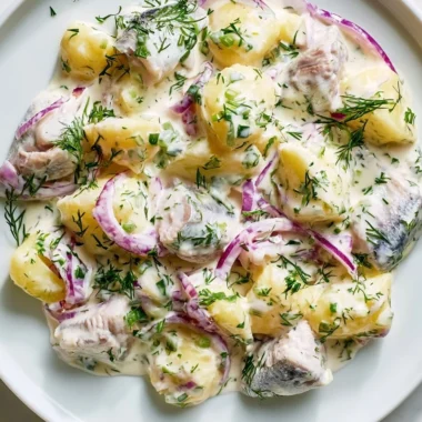 Matjesfilet Hausfrauenart dish showcasing tender herring in a savory sauce