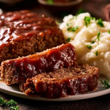 Meatloaf Tornadough Alli served with mashed potatoes and vegetables