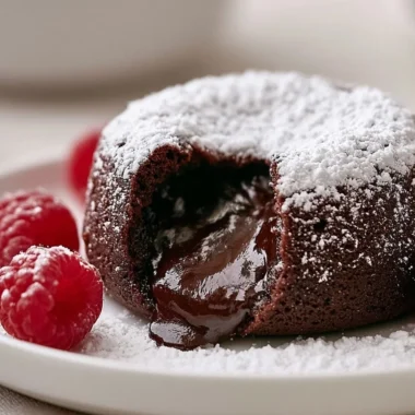 Delicious molten chocolate lava cake with a gooey center on a plate