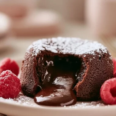 Delicious molten French chocolate lava cake with gooey center