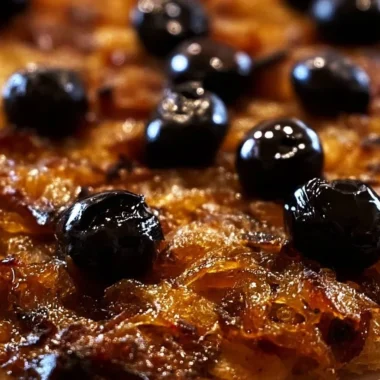 Delicious Pissaladière topped with caramelized onions, olives, and anchovies