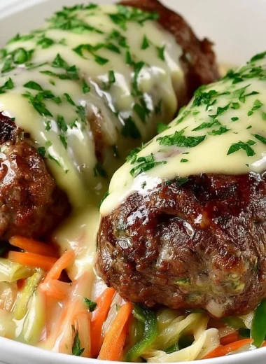 Delicious savory rolled meat served with sauce on a plate