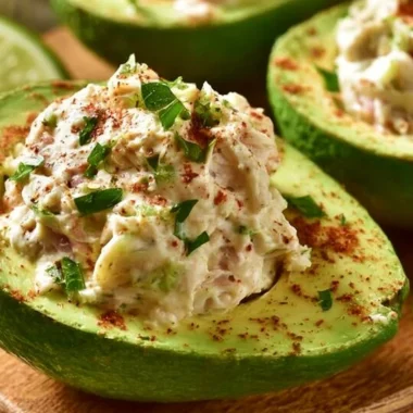 Delicious stuffed avocado filled with fresh ingredients