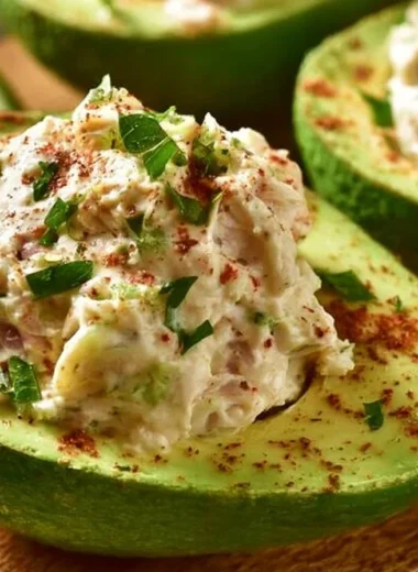 Delicious stuffed avocado filled with fresh ingredients