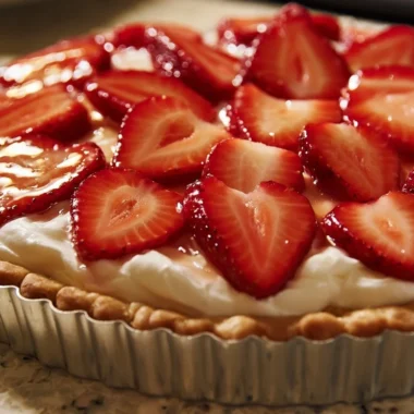 Traditional French strawberry tart with fresh strawberries and pastry crust.
