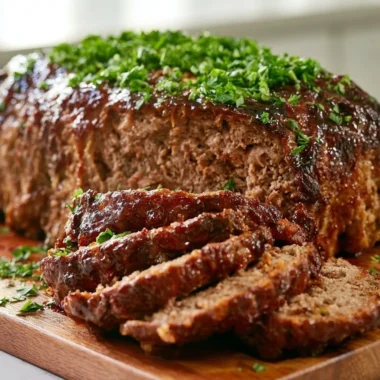 Traditional German Meatloaf (Hackbraten) served with sides