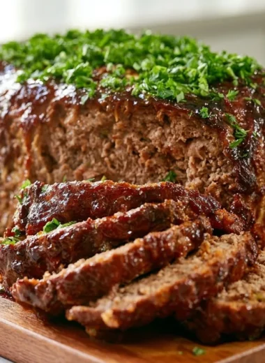 Traditional German Meatloaf (Hackbraten) served with sides