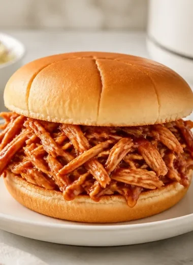 Delicious Crockpot BBQ Chicken served on a plate with sides