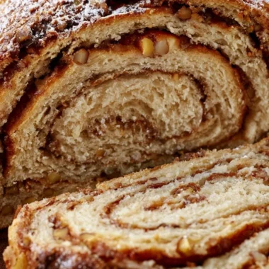 Sliced Deutscher Nussstollen showcasing nuts and dried fruits