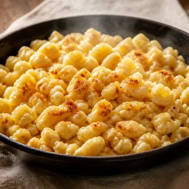A serving of homemade Spaetzle, a traditional German egg noodle dish.