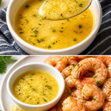 Lemon Garlic Butter Sauce drizzled over seafood and pasta